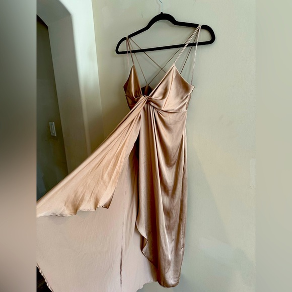 ZARA - Front Knotted Satin Dress - Picture 3 of 5
